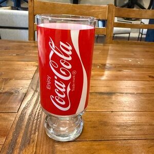 Vintage 1970s Enjoy Coca Cola 12oz Pedestal Drinking Glass